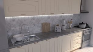 Bucătărie Maria Clasic NEW MDF Vanilie Soft 3,0m C0 - imagine 3