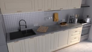 Bucătărie Maria Rame MDF Vanilie Soft 2,6m C0 - imagine 4