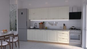 Bucătărie Maria Chenar MDF Vanilie Fibră 2,6m C0 - imagine 3