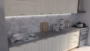 Bucătărie Maria Clasic NEW MDF Vanilie Fibră 2,0m C0 - imagine 3