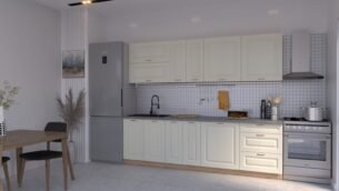 Bucătărie Maria Rame MDF Vanilie Fibră 2,6m C0 - imagine 3