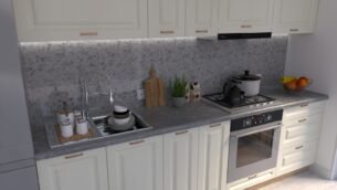 Bucătărie Maria Chenar MDF Vanilie Fibră 2,0m HC - imagine 3