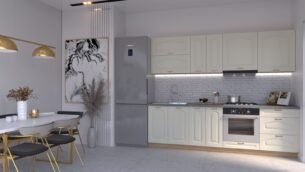 Bucătărie Maria Clasic NEW MDF Vanilie Fibră 2,6m HC - imagine 3