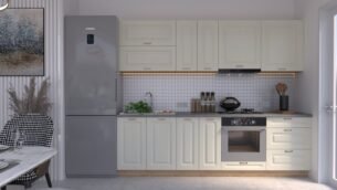 Bucătărie Maria Rame MDF Vanilie Fibră 2,6m HC