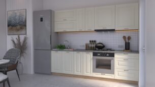 Bucătărie Maria Rame MDF Vanilie Fibră 2,6m HC - imagine 3