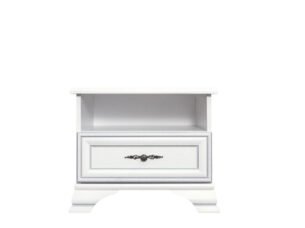 Noptiera stil clasic provensal, 1 sertar, Alb, ELORA, 55 cm