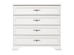 Comoda stil clasic provensal, 4 sertare, Alb, ELORA, 95 cm