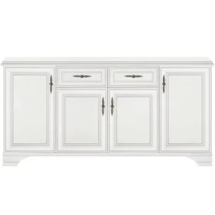 Comoda stil clasic provensal, usi si sertare, Alb, ELORA, 185 cm