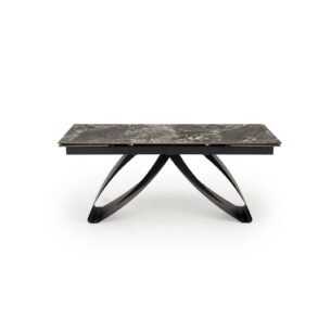 Masa extensibila DECIN, blat ceramic, 180-260x90x76 cm, negru/alb crimeea