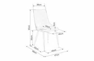 Scaun PIANO Velvet, gri deschis/negru/auriu, stofa catifelata/metal, 47x44x93 cm - imagine 3