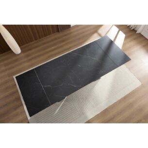 Masa extensibila DONNA, blat piatra sinterizata, 160-240x90x75 cm, negru cu efect piatra/gri inchis - imagine 2