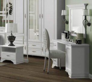 Masa toaleta stil clasic provensal, masuta machiaj, Alb, ELORA, 121 cm - imagine 3