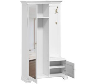 Cuier stil clasic provensal, rafturi si bara extensibila, Alb, ELORA, 116 cm stanga - imagine 2