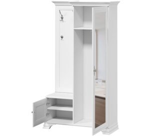 Cuier stil clasic provensal, rafturi si bara extensibila, Alb, ELORA, 116 cm dreapta - imagine 4