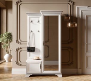 Cuier stil clasic provensal, rafturi si bara extensibila, Alb, ELORA, 116 cm dreapta - imagine 3