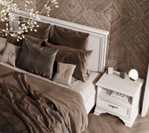 Noptiera stil clasic provensal, 1 sertar, Alb, ELORA, 55 cm - imagine 2