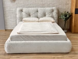 Pat tapițat FLORENCE 160x200, material catifea, somieră metalică rabatabilă, spațiu depozitare, seria PREMIUM - imagine 2