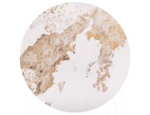 Masuta cafea SALO A, alb cu efect de marmura, ceramica/metal, 50x60 cm - imagine 2