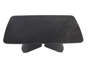 Masa extensibila dining ARMANDO, negru cu efect de marmura, ceramica/metal, 160/240x90x76 cm - imagine 4