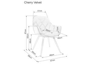 Scaun CHERRY VELVET, bej deschis/negru, stofa catifelata/metal, 57x58x87 cm - imagine 4