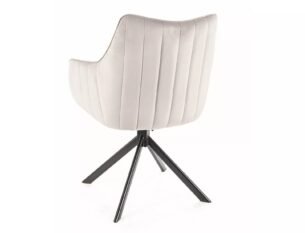 Scaun dining rotativ AZALIA Velvet, gri deschis/negru, stofa catifelata/metal, 61x58x86 cm - imagine 3