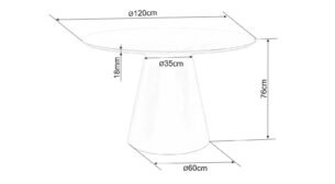 Masa dining rotunda ANGEL, ceramica, alb/stejar, 120x75 cm - imagine 3