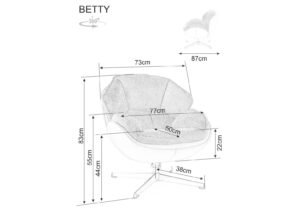 Fotoliu rotativ BETTY, gri tap. 240/negru, stofa clasica/metal, 73x87x83 cm - imagine 3