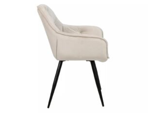 Scaun CHERRY VELVET, bej deschis/negru, stofa catifelata/metal, 57x58x87 cm - imagine 2