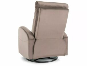 Fotoliu recliner rabatabil si pivotant OLIMP, cappuccino, stofa catifelata/metal, 72x80/160x101 cm - imagine 3