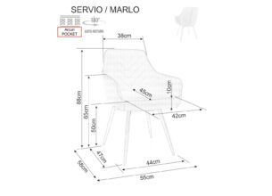 Scaun dining rotativ MARLO VELVET, arcuri POCKET in sezut, negru - Bluvel 19, stofa catifelata/metal, 55x45x88 cm - imagine 6