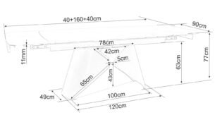 Masa extensibila dining ARMANDO, negru cu efect de marmura, ceramica/metal, 160/240x90x76 cm - imagine 5