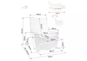 Fotoliu recliner rabatabil si pivotant ARGOS Velvet, stofa catifelata bej - Bluvel 28, 78x82/162x107 cm - imagine 3