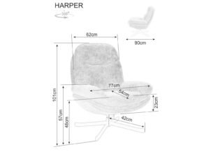 Fotoliu rotativ HARPER, stofa gri - Tap 238, 77x83x101 cm - imagine 3