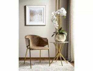 Masuta cafea AZALIA, alb/auriu, ceramica/metal, 50x50x60 cm - imagine 2