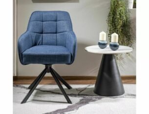 Masuta cafea HILL, alb/negru, ceramica/metal, 50x50x46 cm - imagine 2