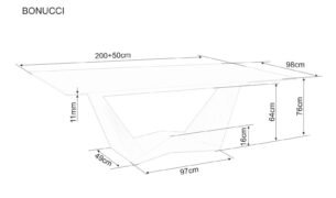 Masa extensibila dining BONUCCI, negru cu efect de marmura/nuc, ceramica+stcila/furnir, 200/250x98x76 cm - imagine 6