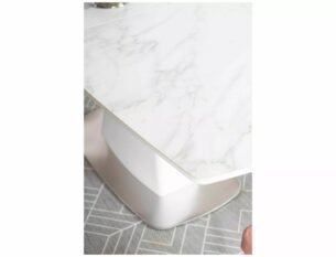 Masa extensibila dining SATURN II, alb cu efect de marmura, 160/210x90x76 cm - imagine 5