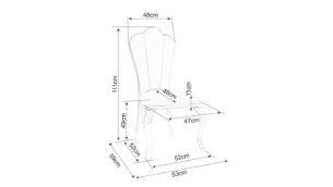 Scaun dining QUEEN Velvet, negru/auriu, stofa catifelata/metal, 53x59x111 cm - imagine 3