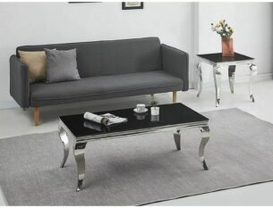 Masuta cafea PRINCE A, negru/crom, sticla/metal, 120x60x45 cm - imagine 2