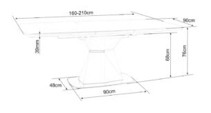 Masa extensibila dining CORTEZ, gri cu efect de marmura/gri antracit, 160/210x90x76 cm - imagine 7
