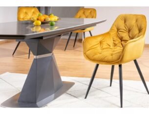 Masa extensibila dining CORTEZ, gri cu efect de marmura/gri antracit, 160/210x90x76 cm - imagine 6