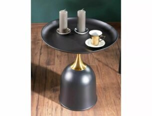 Masuta cafea LIBRA, negru/auriu, metal, 51x61 cm - imagine 2