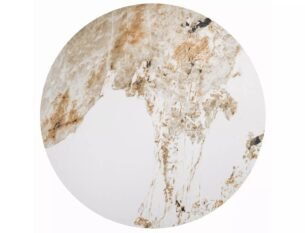 Masuta cafea NAPA A, alb/nuc/auriu, ceramica/metal, 70x70x43 cm - imagine 2