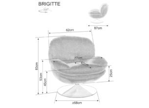 Fotoliu rotativ BRIGITTE, stofa clasica galben - Brego 68, 77x87x83 cm - imagine 3