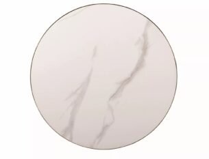 Masuta cafea GEMINI, alb lucios/negru mat, ceramica/metal, 50x56 cm - imagine 2