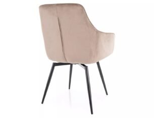 Scaun dining rotativ SERVIO VELVET, arcuri POCKET in sezut, bej inchis - Bluvel 40, stofa catifelata/metal, 55x58x88 cm - imagine 3