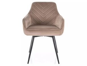 Scaun dining rotativ SERVIO VELVET, arcuri POCKET in sezut, bej inchis - Bluvel 40, stofa catifelata/metal, 55x58x88 cm - imagine 2