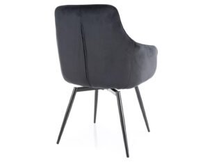 Scaun dining rotativ MARLO VELVET, arcuri POCKET in sezut, negru - Bluvel 19, stofa catifelata/metal, 55x45x88 cm - imagine 3