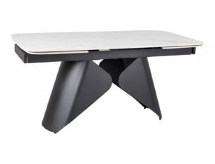 Masa extensibila dining ARMANDO, alb cu efect de marmura, ceramica/metal, 160/240x90x76 cm - imagine 4