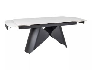 Masa extensibila dining ARMANDO, alb cu efect de marmura, ceramica/metal, 160/240x90x76 cm - imagine 3